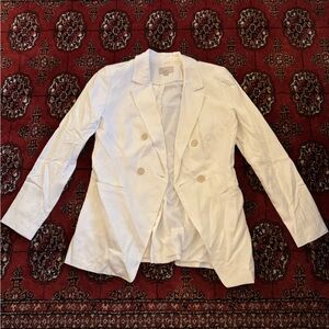 Elegant White Double-Breasted Women's Blazer